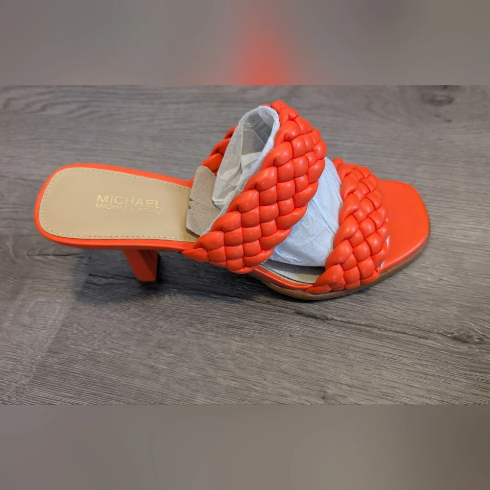 Michael Kors Bold Orange Braided Sandals - Picture 2 of 4